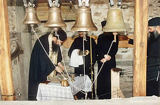 Gerontas Iosif blesses the new bells for Xeropotamou.